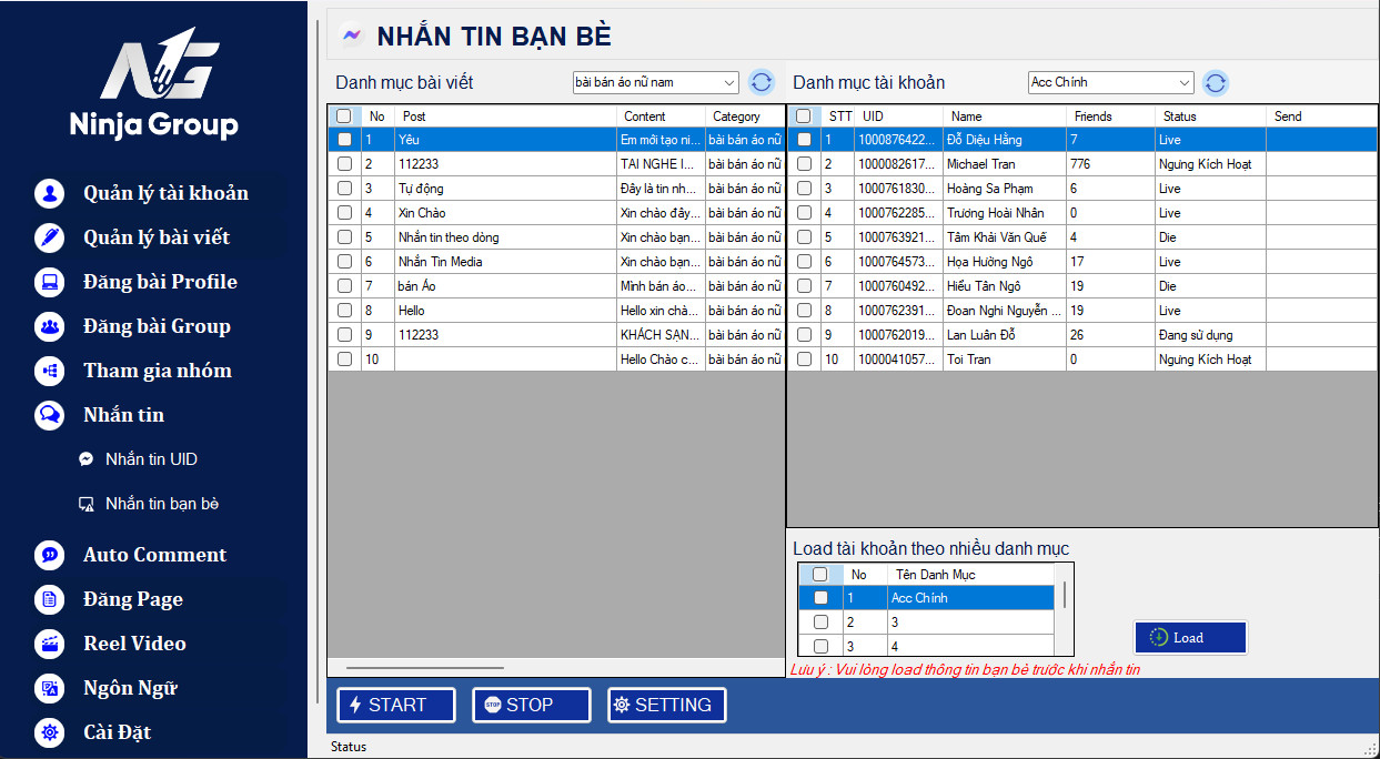 Nhắn tin cho bạn bè