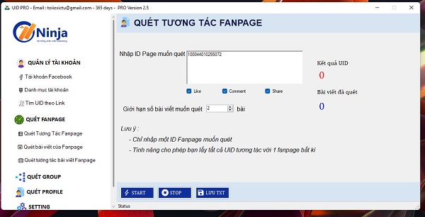 Quét tương tác page