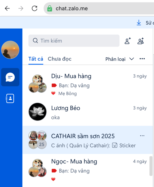 Tìm chọn nhóm zalo